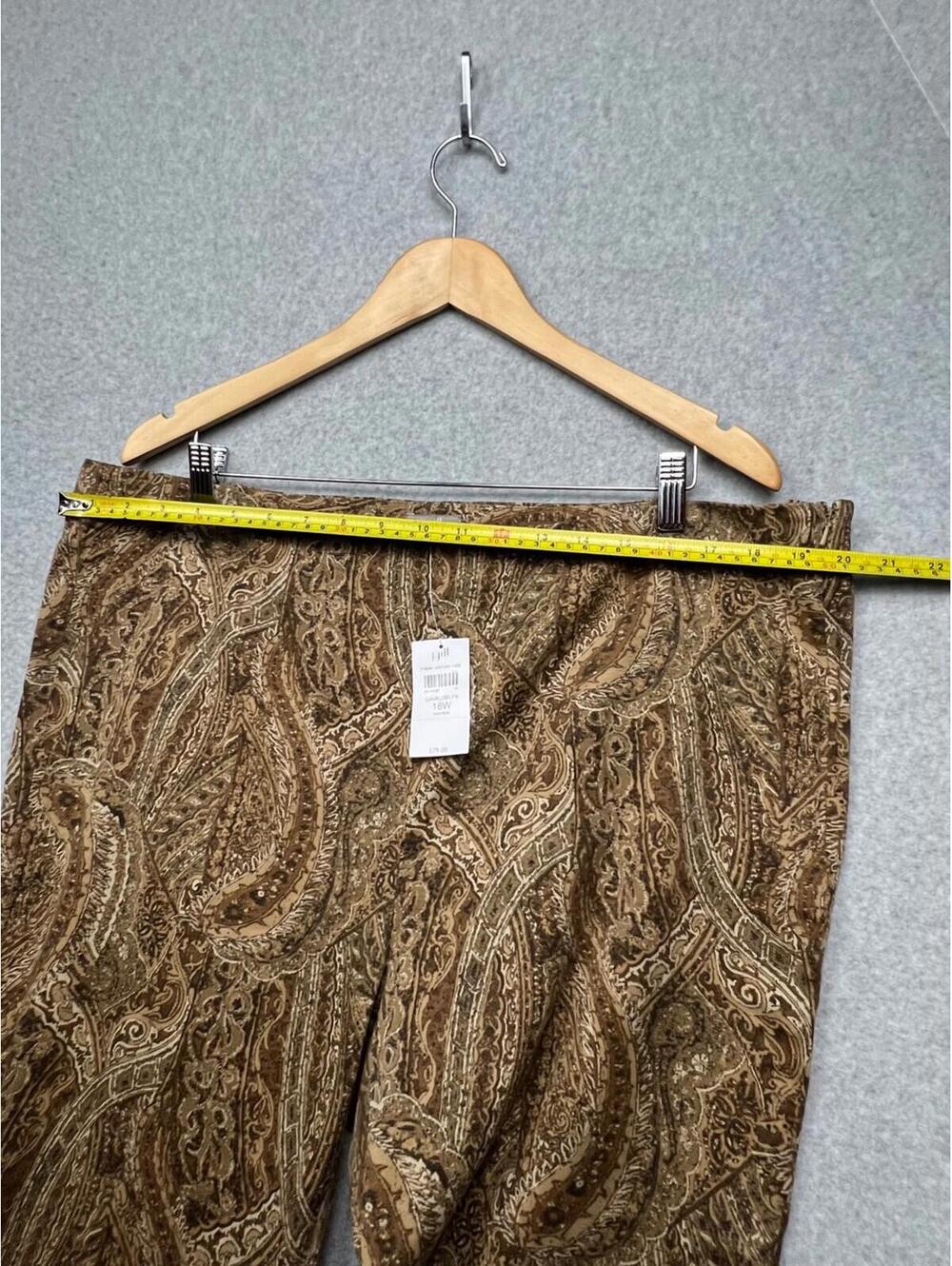 J. Jill Paisley Pull On Pants Women's Plus Sz 18 W Brown Casual Simple Modern - Picture 3 of 12